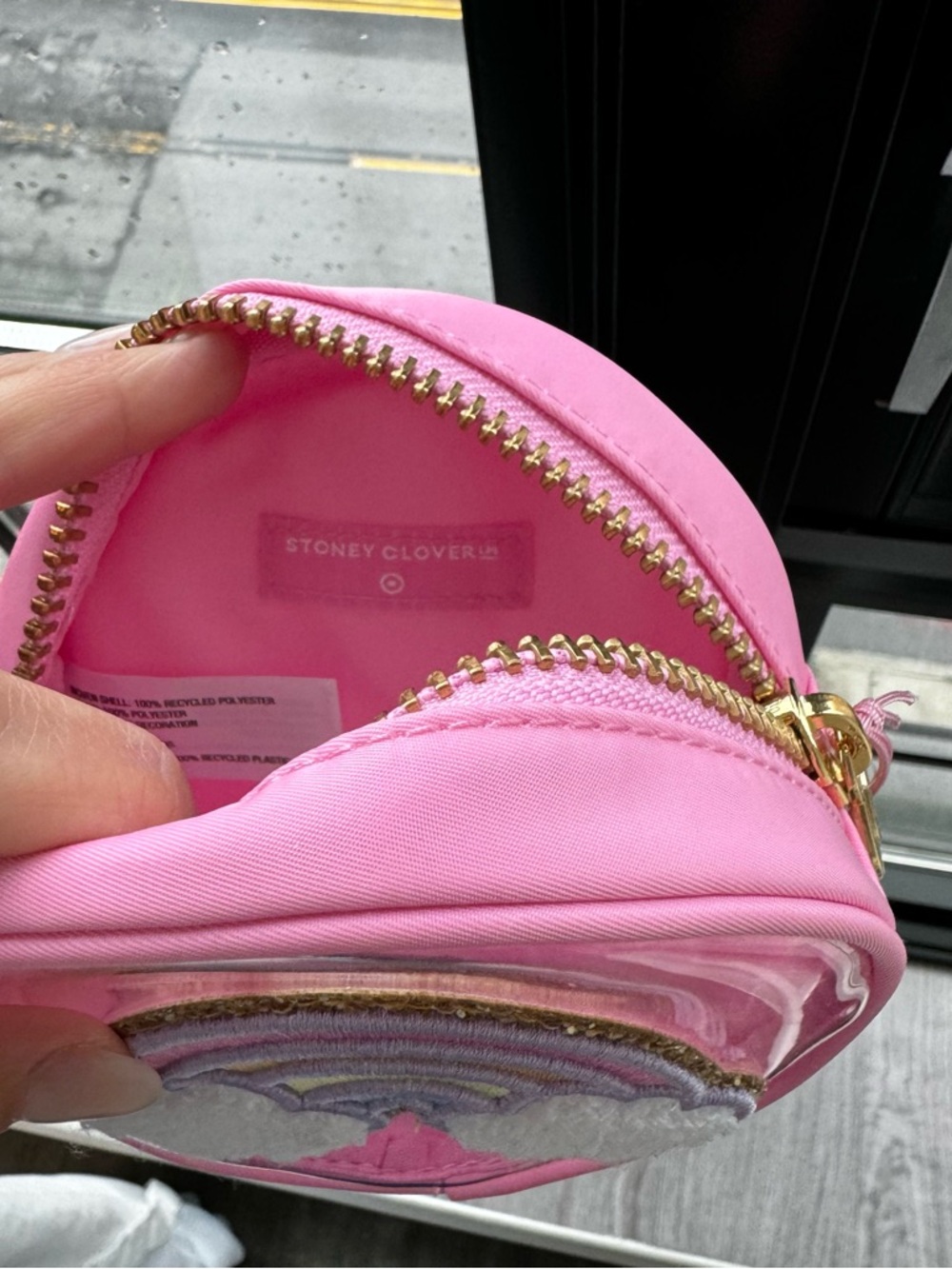 NWT- Stoney Clover Lane X Target Pink Rainbow Cloud Round Accessory Pouch - Picture 9 of 10